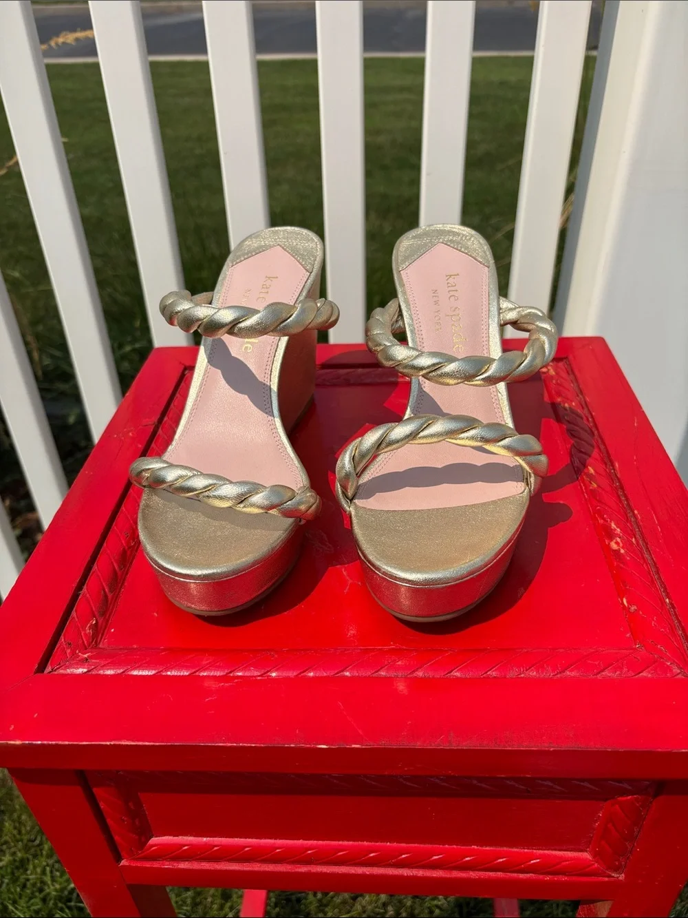 Kate Spade Gold Wedges Size 7.5, Worn Once